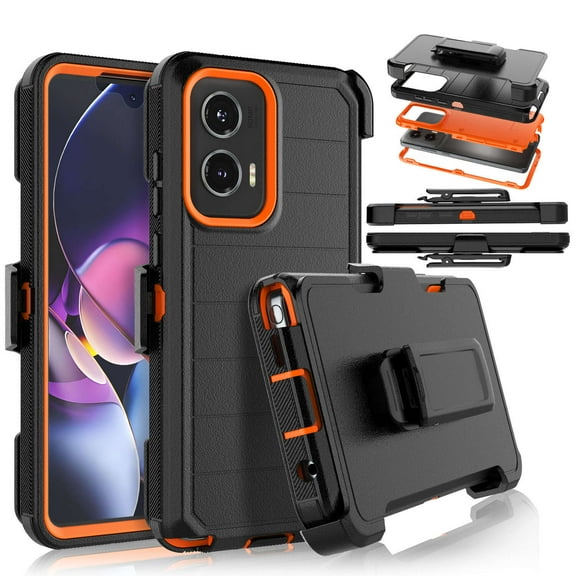 For Motorola Moto G Stylus 2024 5G Case,Takfox Holster Phone Case with Built-in Screen Protector Swivel Belt Clip [3 Layers] Heavy Duty Full Body Protection Shockproof Kickstand Cover- Black