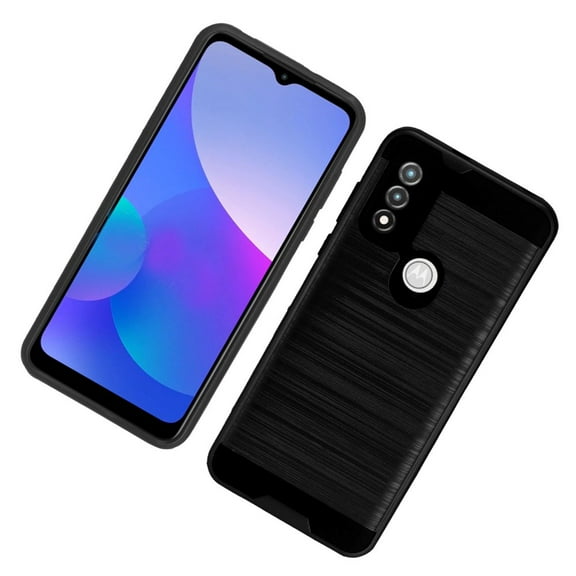 For Motorola Moto G Stylus 5G 2022 Brushed Texture Slim Hybrid Shockproof Dual Layer Hard PC & TPU Armor Rugged Phone Case Cover by Xpression - Black