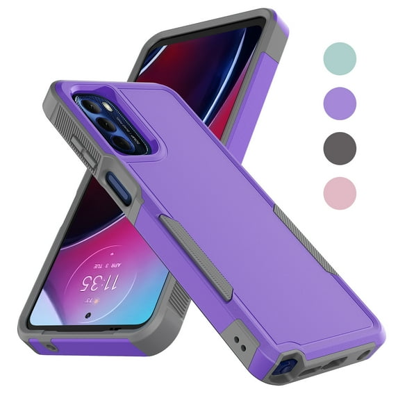 Taxfox PC PU Shockproof Hard Shell Rugged Cell Phone Case for Motorola Moto G Stylus 5G 2022, Purple
