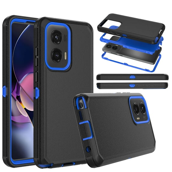 For Motorola Moto G Stylus 5G 2024 Case, Defender Phone Case For Moto G Stylus 5G 2024 6.7",Takfox Heavy Duty Shockproof Rugged Rubber Full Body Protective, 3 in 1 Hybrid Bumper Cover (Black/Blue)
