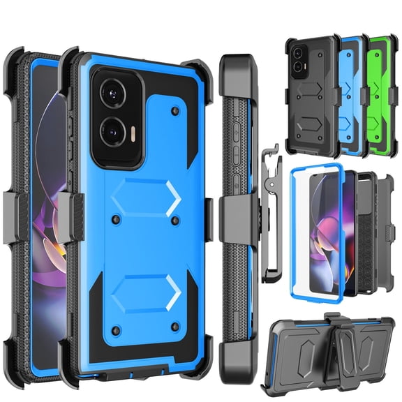 For Motorola Moto G Stylus 5G 2024 Case, Takfox Heavy Duty Rugged Defender Full Body Protection Phone Case Cover with Swivel Belt Clip Holster & Built in Screen Protector - Blue