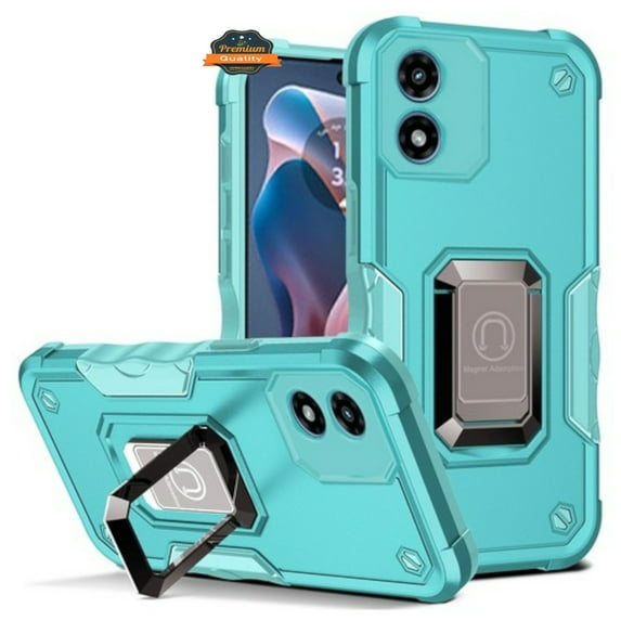 For Motorola Moto G Stylus 5G 2024 Hybrid 2 in 1 Hard PC TPU Heavy Duty Rugged Bumper Shockproof with Magnetic Ring Kickstand Phone Case Cover by Xpression - Teal Mint