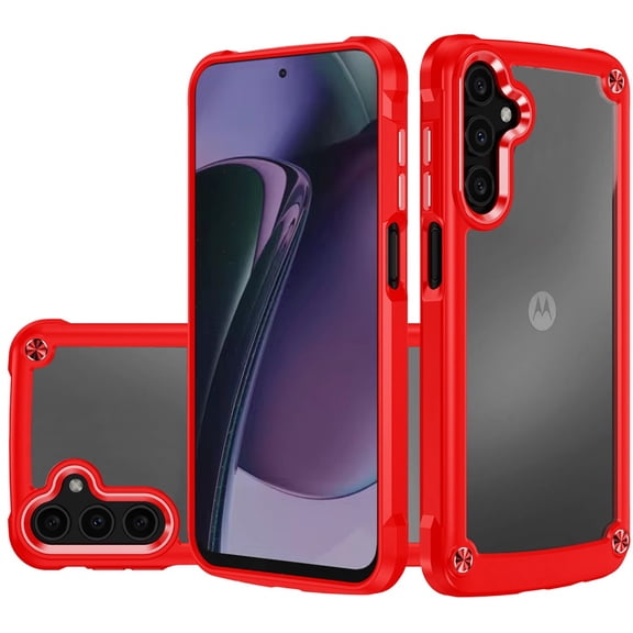 For Motorola Moto G Stylus 5G 2024 Ultimate CaseX Transparent Hybrid Case with Metal Buttons And Camera Edges - Red