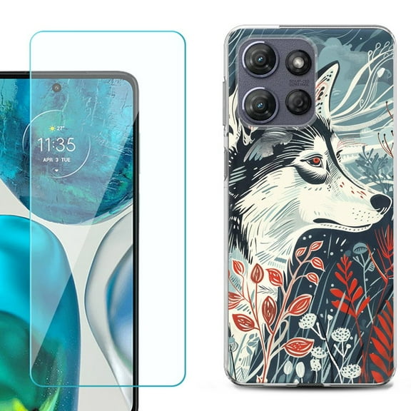 For Motorola Moto G Stylus 5G 2025 Phone Case Cover with Tempered Glass Screen Protector, by OneToughShield - Calm Husky