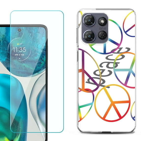 For Motorola Moto G Stylus 5G 2025 Phone Case Cover with Tempered Glass Screen Protector, by OneToughShield - Colorful Peace
