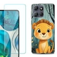 thumbnail image 1 of For Motorola Moto G Stylus 5G 2025 Phone Case Cover with Tempered Glass Screen Protector, by OneToughShield - Curious Lion Cub, 1 of 4