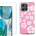 thumbnail image 1 of For Motorola Moto G Stylus 5G 2025 Phone Case Cover with Tempered Glass Screen Protector, by OneToughShield - Hibiscus Pink, 1 of 4