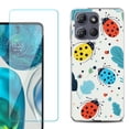 thumbnail image 1 of For Motorola Moto G Stylus 5G 2025 Phone Case Cover with Tempered Glass Screen Protector, by OneToughShield - Ladybug Mix, 1 of 4