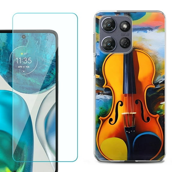 For Motorola Moto G Stylus 5G 2025 Phone Case Cover with Tempered Glass Screen Protector, by OneToughShield - Violin