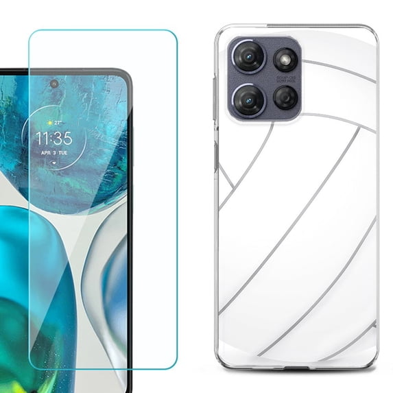 For Motorola Moto G Stylus 5G 2025 Phone Case Cover with Tempered Glass Screen Protector, by OneToughShield - Volleyball