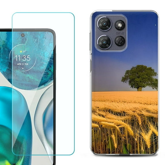 For Motorola Moto G Stylus 5G 2025 Phone Case Cover with Tempered Glass Screen Protector, by OneToughShield - Wheatfield