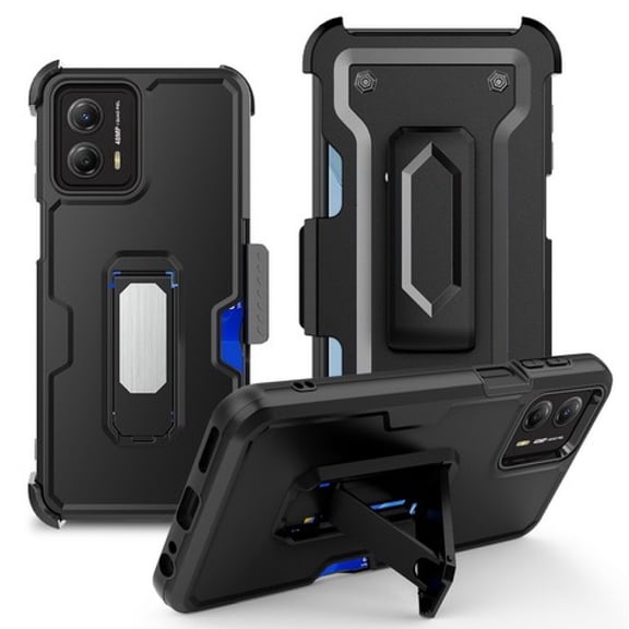 For Motorola Moto G Stylus 5G 2025 XT2517 Card Holster Kickstand Hybrid Cover Cell Phone Case - Card Holster Black