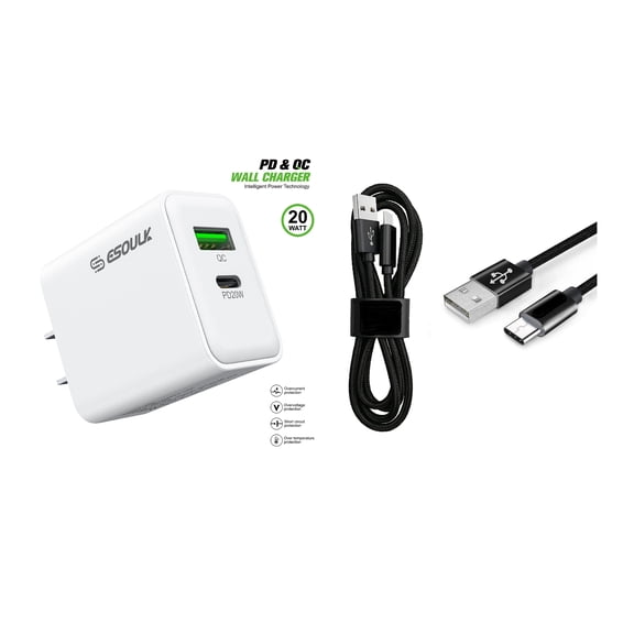 For Motorola Moto G Stylus 5G 2026 20W Fast Home Wall Travel Charger + 3FT USB A to C USB Cable
