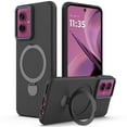 thumbnail image 1 of For Motorola Moto G55 Case (Compatible With MagSafe)  With Invisible Magnetic O-Ring Stand Military-Grade Shockproof Phone Case,Black,For Moto G55, 1 of 7