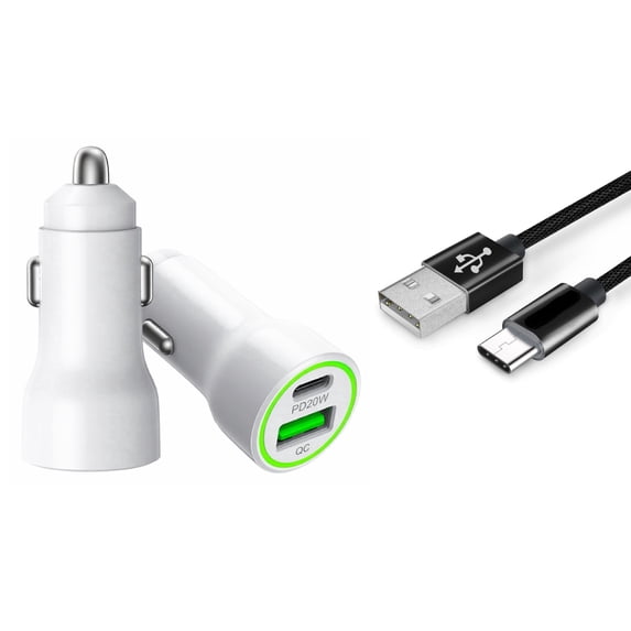 For Motorola Moto G6 Plus / G6 XT1925-6 20W Car Charger PD + 2.4A USB with 3ft A to C cable