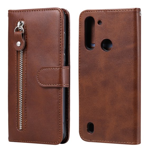 For Motorola Moto G8 Power Lite Fashion Calf Texture Zipper Horizontal Flip Leather Case with & &