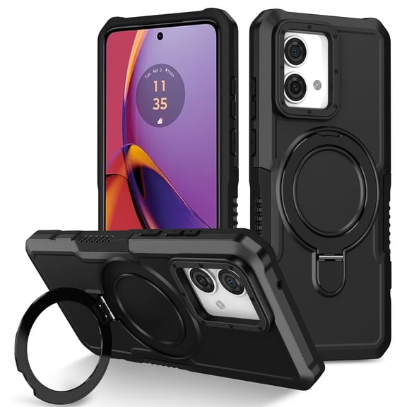 For Motorola Moto G84 G54 G34 G24 G22 KickStand Case, Ultra Thin Shockproof [Military Grade Drop Tested] Back Cover with Adjustable Multi-Angle Ring.