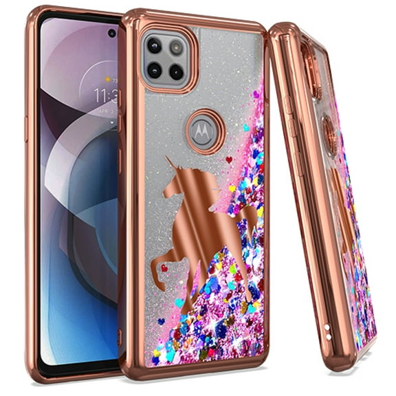 For Motorola Moto One 5G Ace / G 5G XT2113 2021 Liquid Cover Case + Tempered Glass - Unicorn