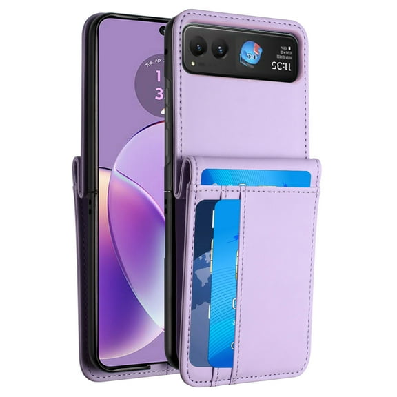 For Motorola Razr 2023 Card Slot Wallet Holder Case Cover - Light Purple