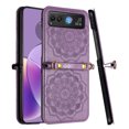 thumbnail image 1 of For Motorola Razr 2023 Embossed Floral Design Case Cover with Strap - Purple, 1 of 3