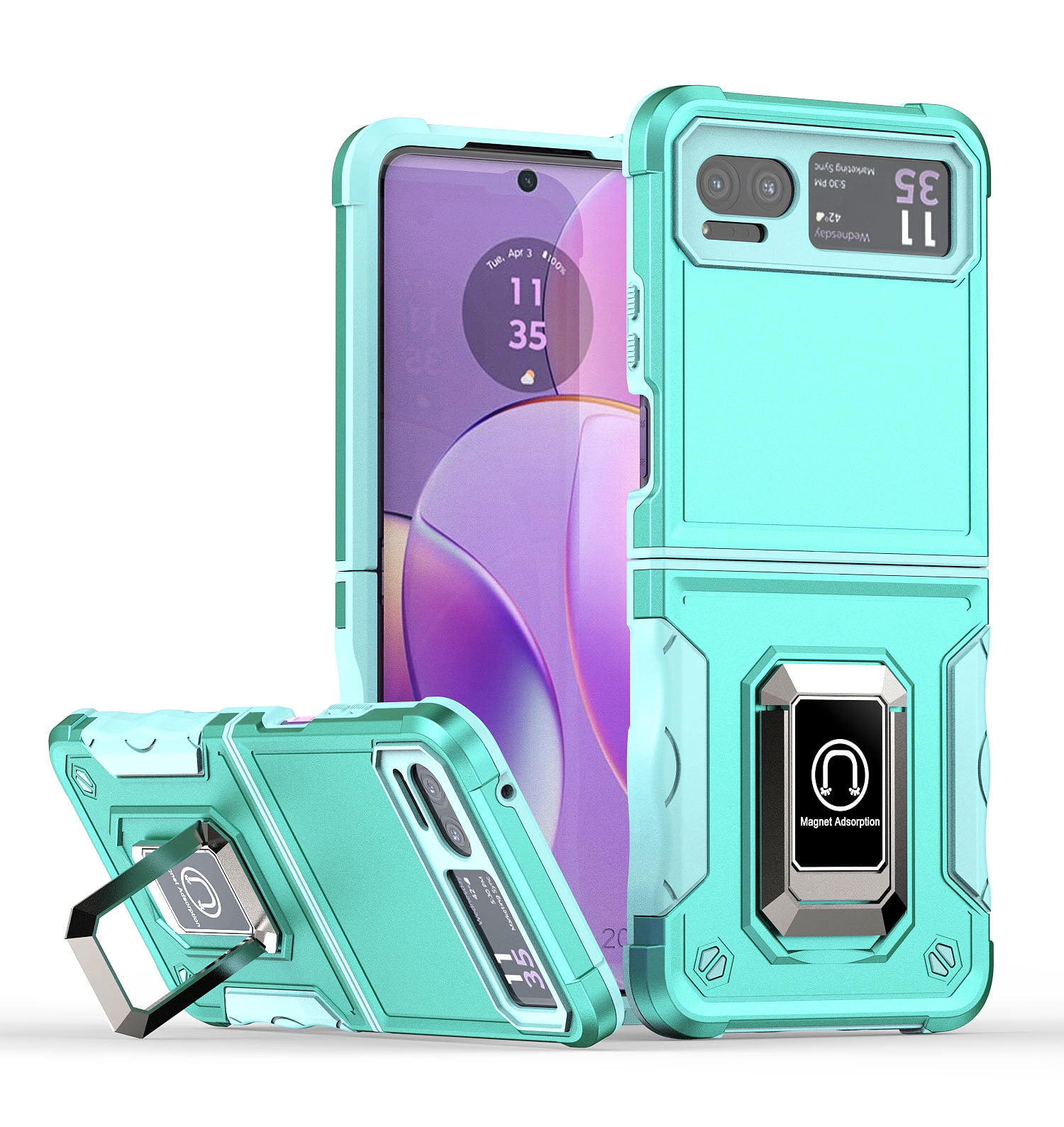 For Motorola Razr 2023 Optimum Ring Stand Hybrid Case Cover