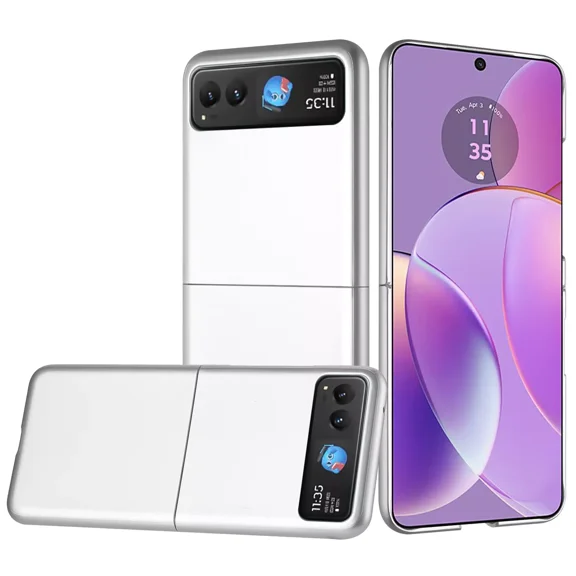 For Motorola Razr 2024 (Does Not Fit PLUS) Matted Snap on Hard Case Cover Cell Phone Case - Silver