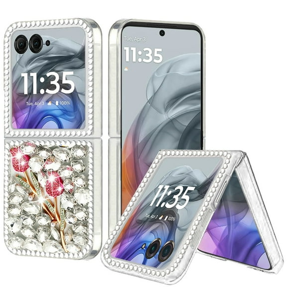 For Motorola Razr 2025 2024 Full Diamond with Ornaments Hard TPU - Crystal Exquisite Garden