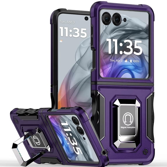 For Motorola Razr 2024 OPTIMUM Magnetic Ring Stand Hybrid - Dark Purple ...