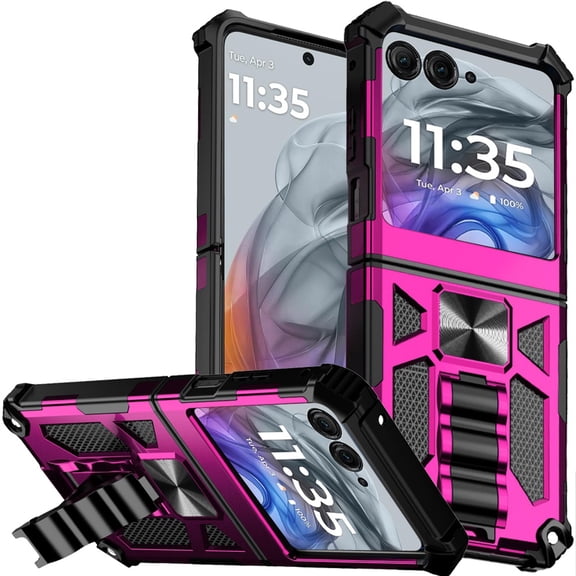 For Motorola Razr 2025 2024 Machine Design Hybrid with Kickstand - Hot Pink