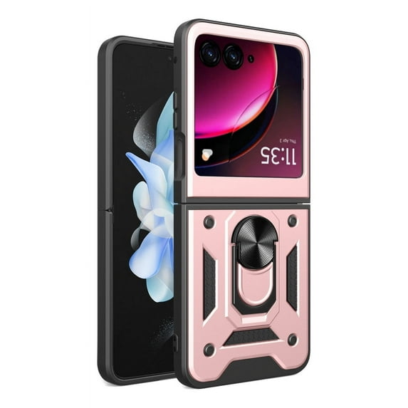 For Motorola Razr 40 Ultra Phone Case, Impact Resistant Metal Ring Magnetic Support Kickstand Drop Protector Cover