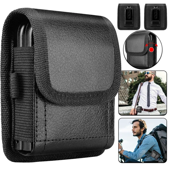For Motorola Razr+ Plus (2023) (2022) Case Vegan Leather Belt Clip Holster Pouch