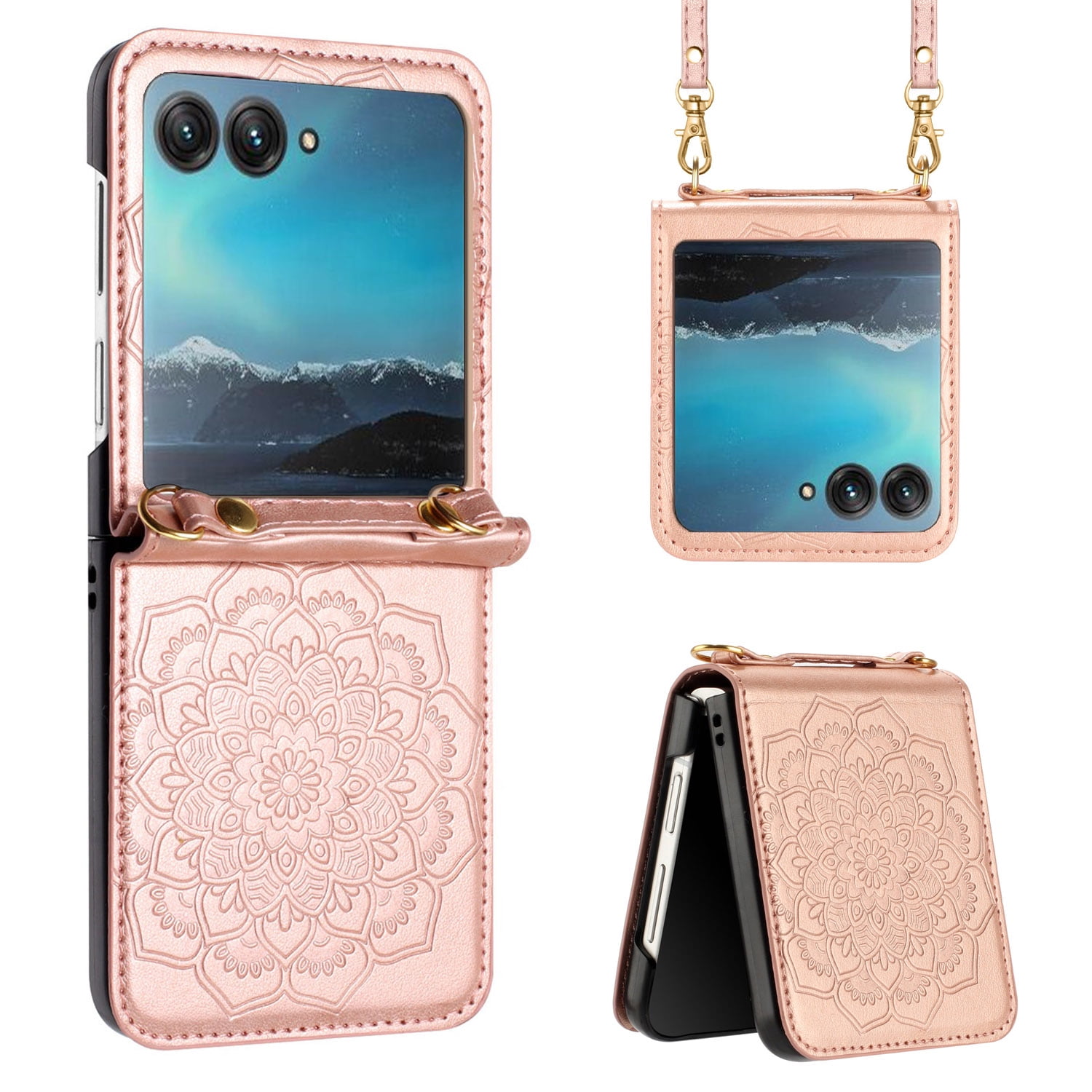 For Motorola Razr+ Plus (2025) Embossed Floral Henna Mandala Design PU