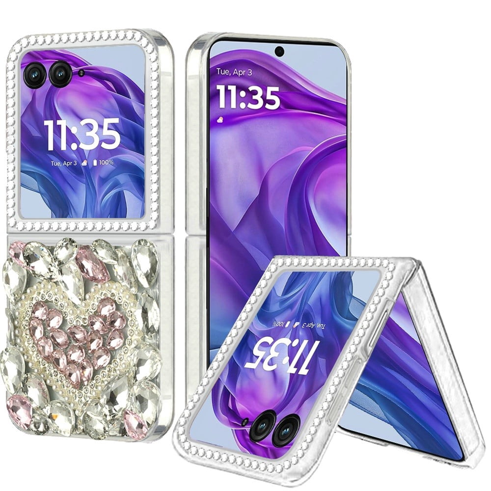 For Motorola Razr+ Plus 2024 Full Diamond with Ornaments Hard TPU ...