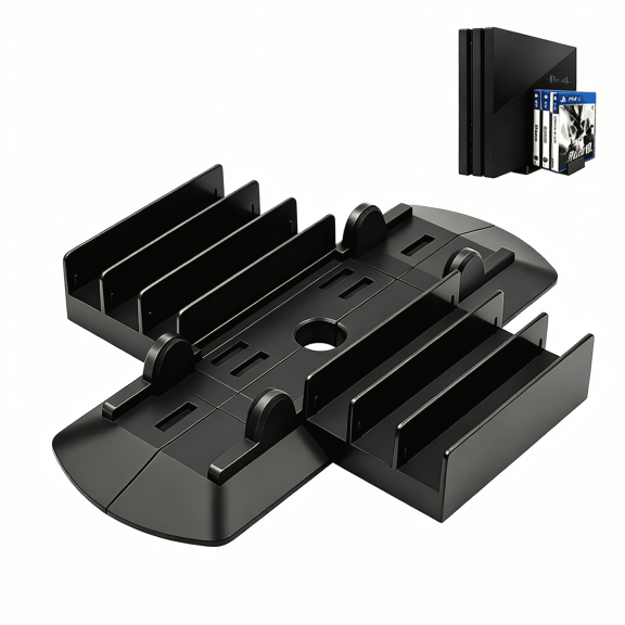 For Multifunctional Vertical Console Holder Compatible with PS4 Slim Pro Black ABS Modular Game Disc Storage Rack Video Game Accessory