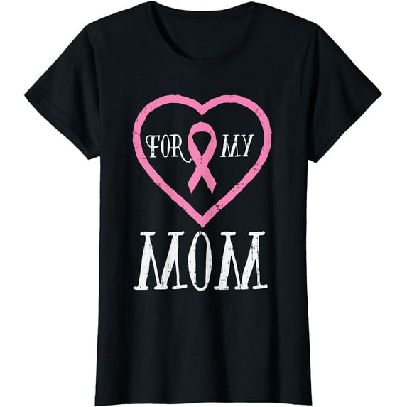 For My Mom Pink Ribbon Breast Cancer Awareness Support T-Shirt