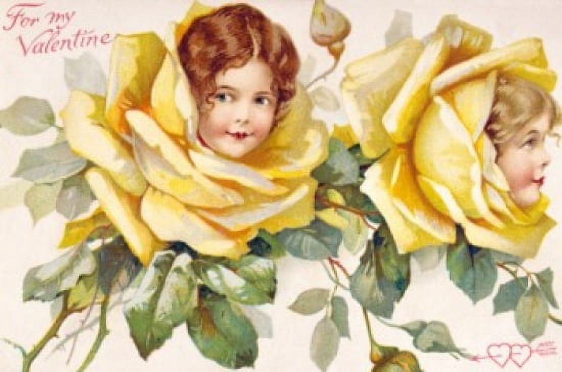 For My Valentine Nostalgia Cards 1900 Canvas Art - (18 x 24)