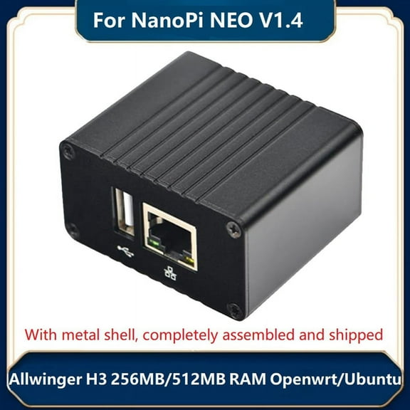 For NanoPi NEO Development Board+Heat Sink+Metal Case Kit Allwinner H3 Quad Core 512MB RAM Openwrt/LEDE Complete Machine,Black