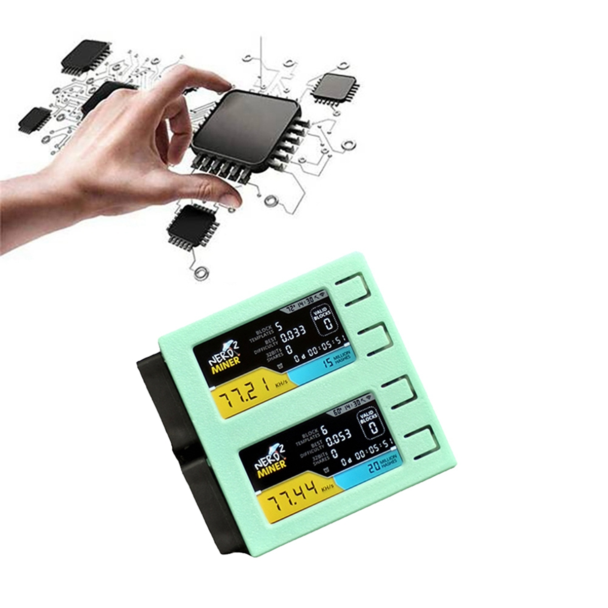 For NerdMiner V2 DUO 156K/S Dual Screen BTC Solo Lottery Miner Bitcoin Nerd  Miner Green - Walmart.com