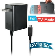 For Nintendo Switch AC Adapter - fit Nintendo Switch Charger with 5 FT cable， Same as original 5V 1.5A 15V 2.6A Fit TV Mode and Dock Station