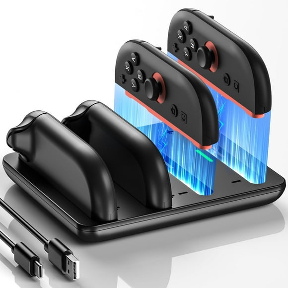 Nintendo Switch 2 Joy Con Controller Charging Cradle, 4-in-1 Quick Charging Station, Magnetic Controller Charger Holder, Compatible Switch 2 Joy Con Accessories (black)