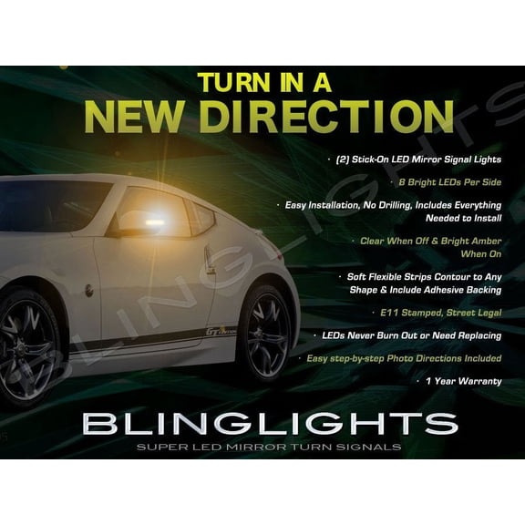 For Nissan 370Z LED Side Mirrors Turnsignals Lights Z34 Accents