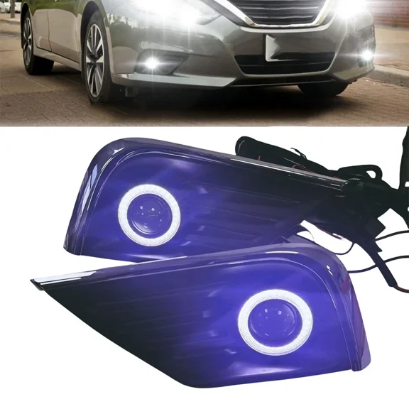 For Nissan Altima 2016-2018 LED DRL Fog Lights COB Halo Angel Eye Ring & Wring