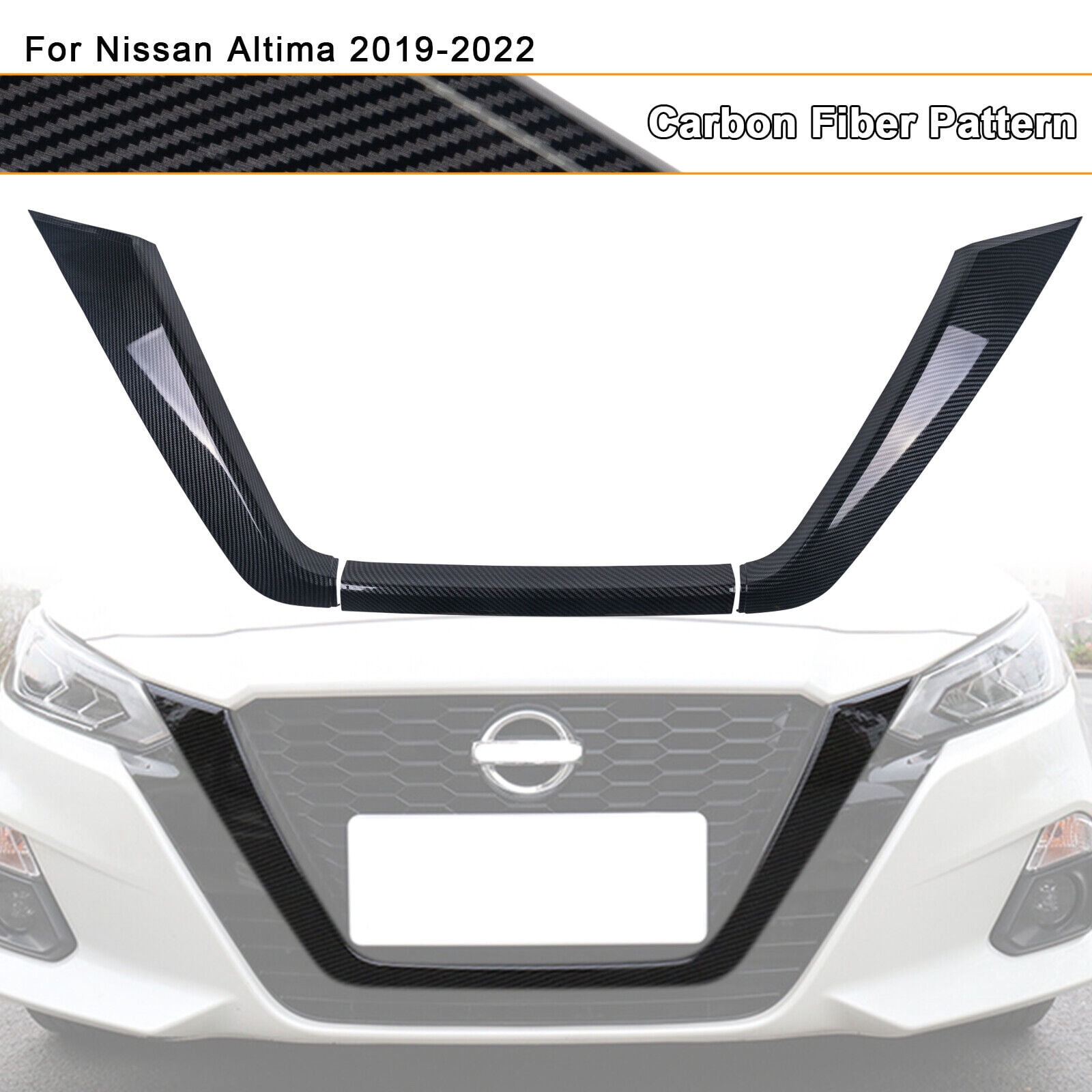 For Nissan Altima 2019-2022 Front Grille Frame Cover Trim JDM Style Glossy  Black