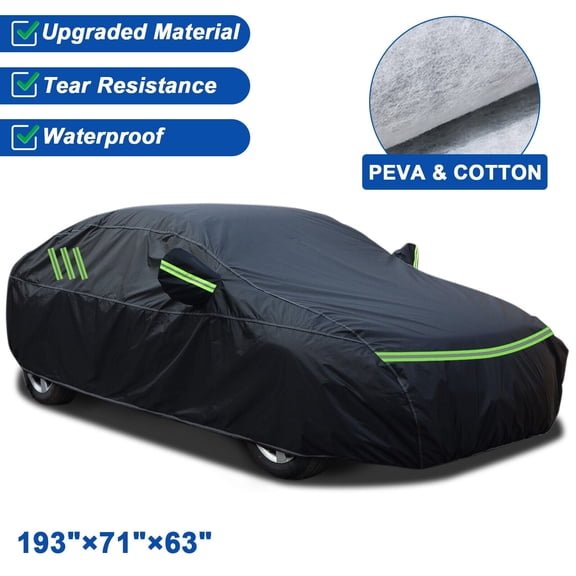 FANOTEK Fit for Nissan Altima Car Cover Full Sedan Car Cover Waterproof Thickened PEVA+Cotton Material Rain Sun Dust UV Protection All Weather Black