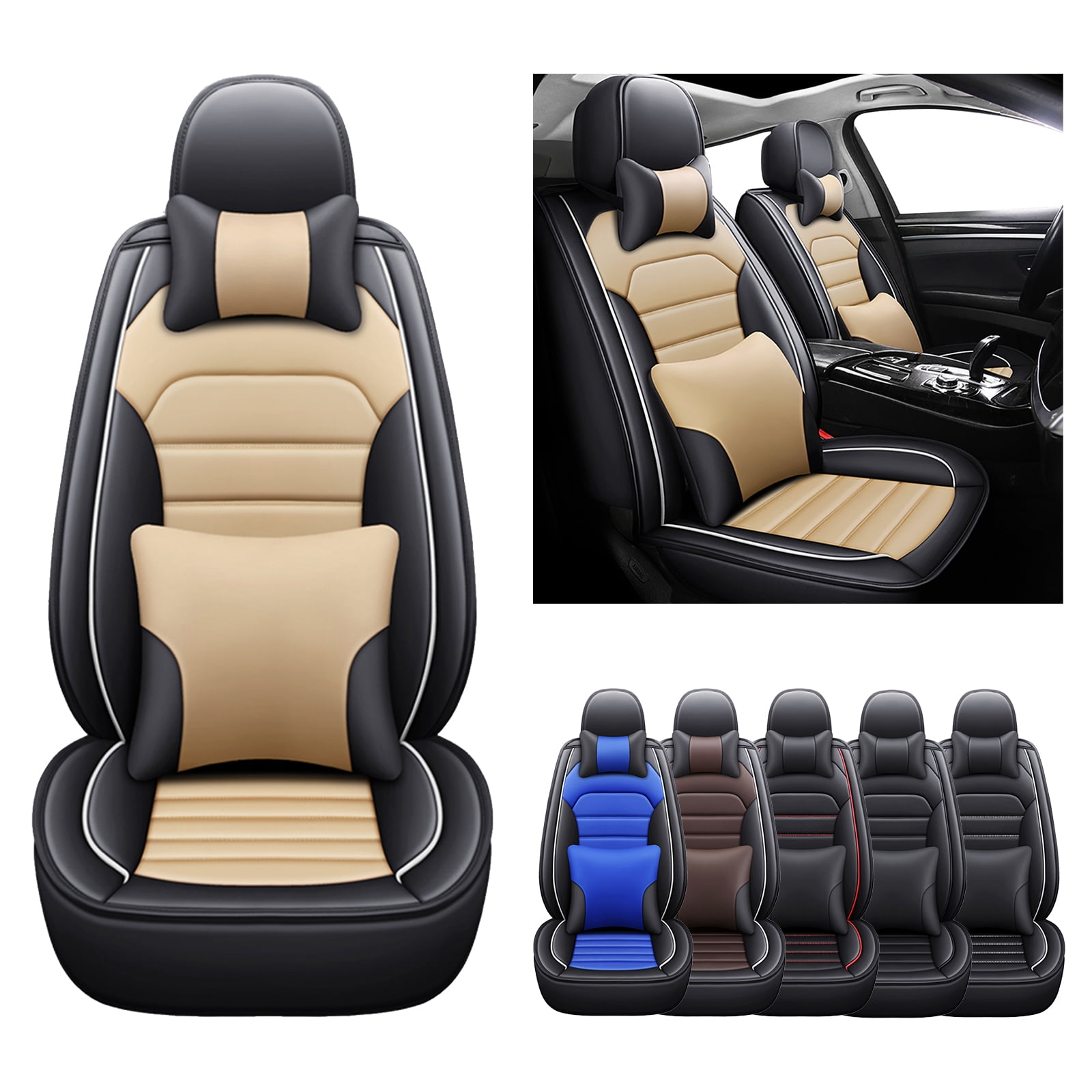 For Nissan Versa Car Seat Covers 5 Seats Full Set, Breathable PU