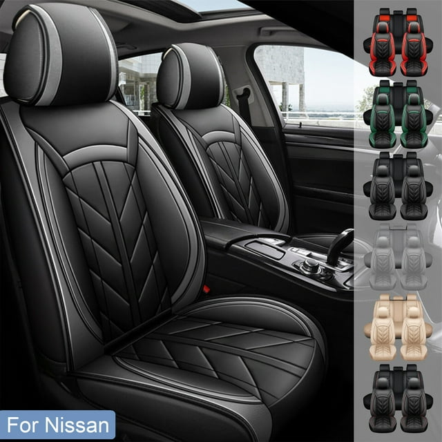 For Nissan Car Seat Covers 5Seats, Premium Pu Leather Auto Cushion Protector, Front Rear Seat