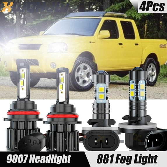 For Nissan Frontier 2003-2004 6000K 9007 LED Headlight + 881 Fog Light Bulbs Kit
