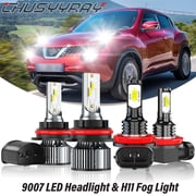 For Nissan Juke 2011 2012 2013 2014 - 4X 6000K White LED Headlight High Low Beam + Fog Light Bulbs