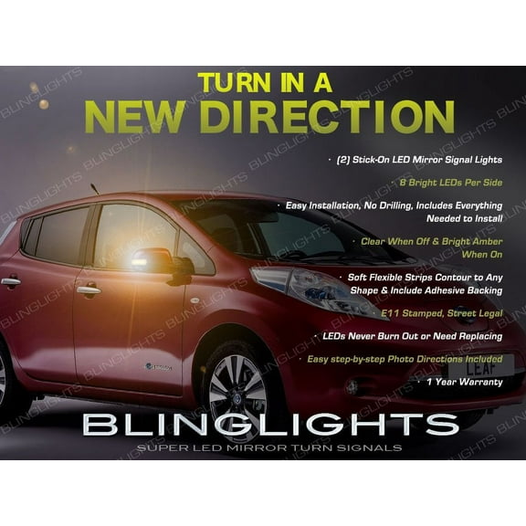 For Nissan Leaf LED Side View Mirror Turn Signal Lights Signaler Lamps Kit