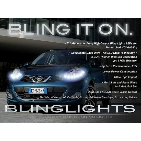 For Nissan March LED Day Time Running Lamps Light Strips K11 K12 K13 Set Pair